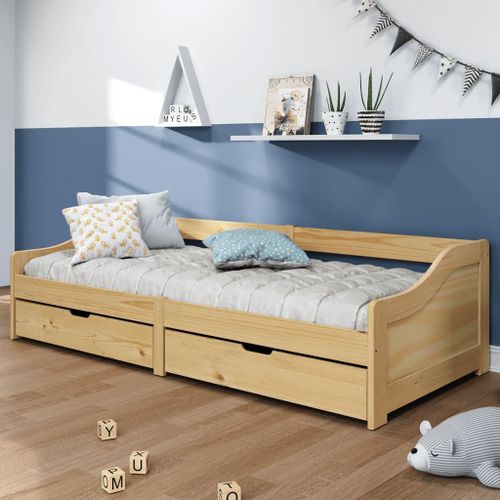 Vidaxl Lit De Jour Avec 2 Tiroirs Irun 90x200 Cm Bois De Pin Massif
