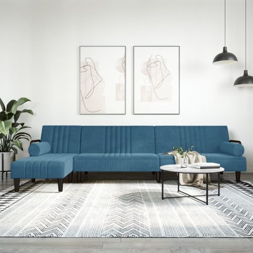 Vidaxl Canapé-Lit En Forme De L Bleu 260x140x70 Cm Velours