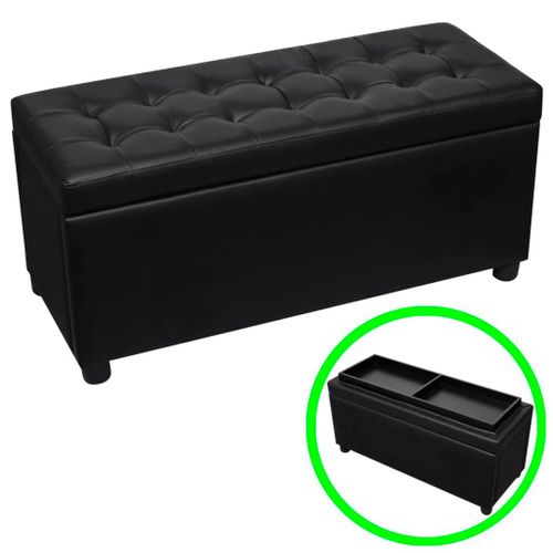 Vidaxl Pouf De Rangement Cuir Synthétique Noir