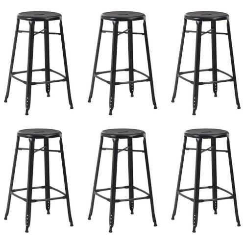 Vidaxl Tabourets De Bar Lot De 6 Noir Acier