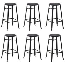 Vidaxl Tabourets De Bar Lot De 6 Noir Acier