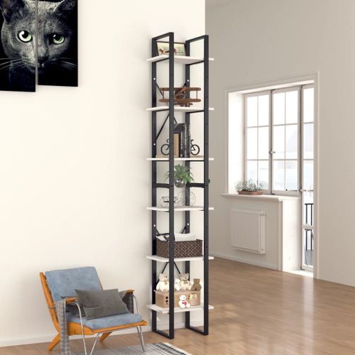 Vidaxl Bibliothèque À 6 Niveaux Blanc 40x30x210 Cm Bois Ingénierie
