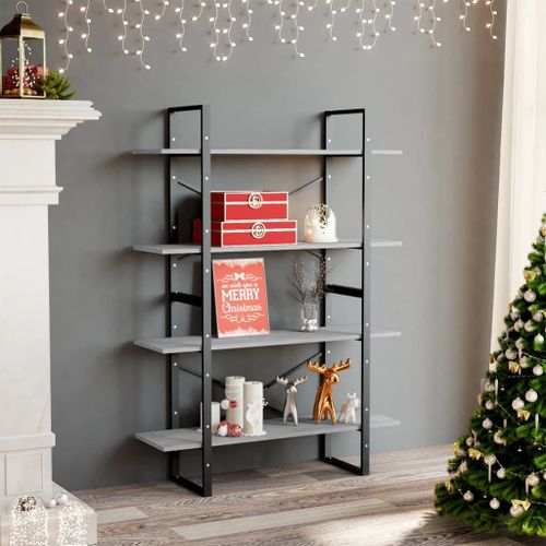 Vidaxl Bibliothèque À 4 Niveaux Gris Béton Bois D'ingénierie
