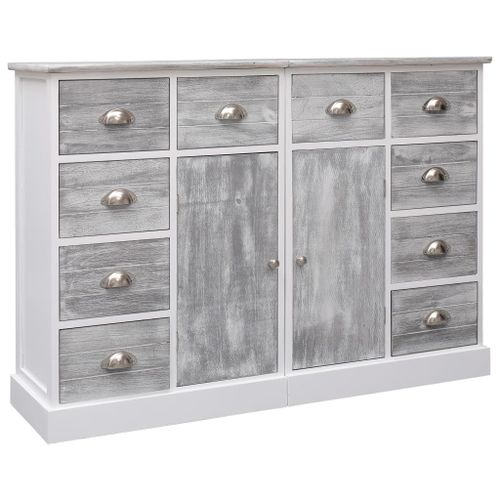 Vidaxl Buffet Avec 10 Tiroirs Gris 113x30x79 Cm Bois