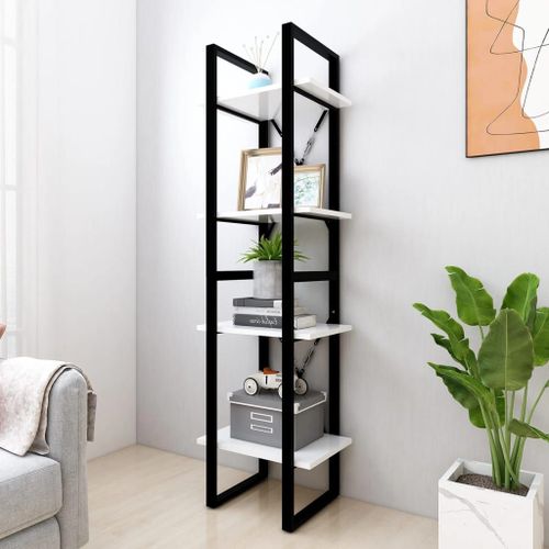 Vidaxl Bibliothèque À 4 Niveaux Blanc 40x30x140 Cm Bois D'ingénierie
