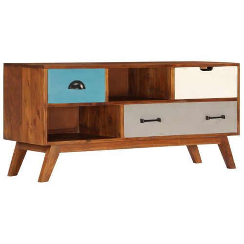 Vidaxl Meuble Tv Avec 3 Tiroirs 110x35x50 Cm Bois D'acacia Solide