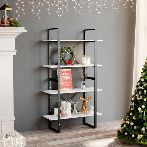 Vidaxl Bibliothèque À 4 Niveaux Blanc 80x30x140 Cm Bois D'ingénierie