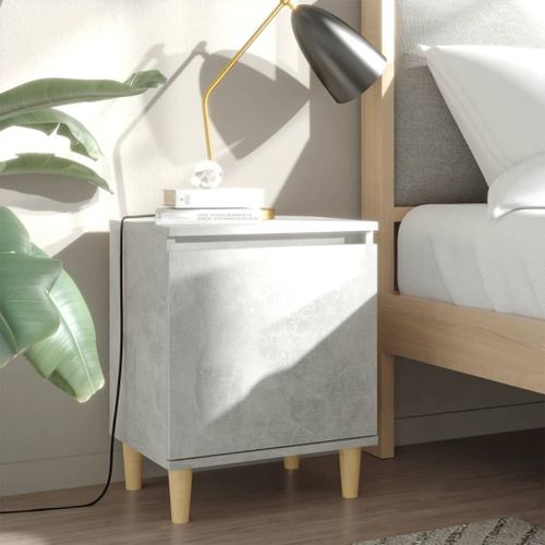 Vidaxl Table De Chevet Avec Pieds En Bois Gris Béton 40x30x50 Cm