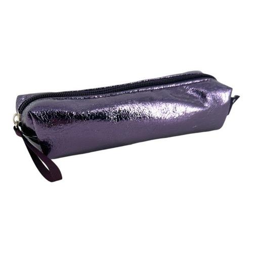 Petite Trousse - Scolaire - Violet Brillant - Fermeture Éclair - 19x5x5cm