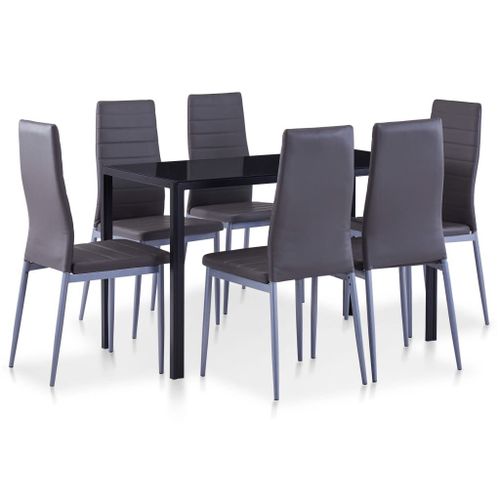 Vidaxl Ensemble À Dîner 7 Pcs Gris