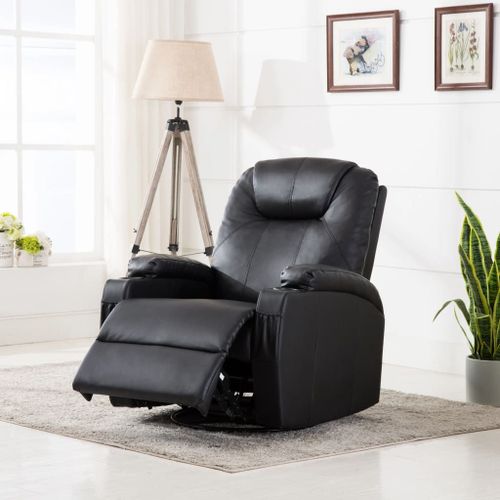 Vidaxl Fauteuil À Bascule De Massage Noir Similicuir