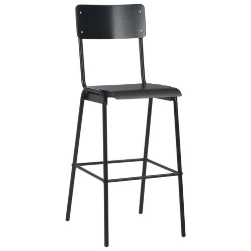 Vidaxl Chaises De Bar Lot De 4 Noir Contreplaqué Solide Et Acier