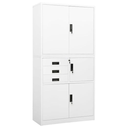 Vidaxl Armoire De Bureau Blanc 90x40x180 Cm Acier