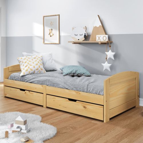 Vidaxl Lit De Jour Avec 2 Tiroirs Irun 90x200 Cm Bois De Pin Massif