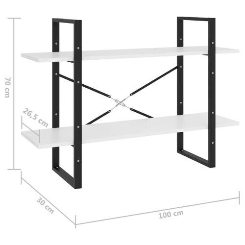 Vidaxl Bibliothèque À 2 Niveaux Blanc 100x30x70 Cm Bois D'ingénierie