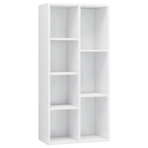 Vidaxl Bibliothèque Blanc Brillant 50x25x106 Cm Bois D'ingénierie
