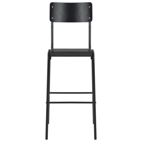 Vidaxl Chaises De Bar Lot De 2 Noir Contreplaqué Solide Et Acier