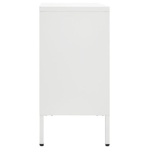 Vidaxl Buffet Blanc 75x35x70 Cm Acier Et Verre Trempé