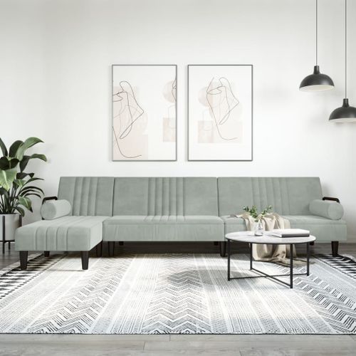 Vidaxl Canapé-Lit En Forme De L Gris Clair 260x140x70 Cm Velours