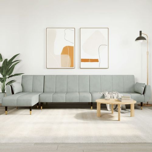 Vidaxl Canapé-Lit En Forme De L Gris Clair 275x140x70 Cm Velours