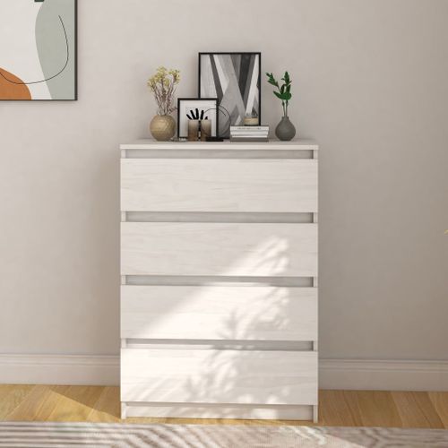 Vidaxl Armoire D'appoint Blanc 60x36x84 Cm Bois De Pin Massif