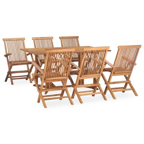 Vidaxl Mobilier À Dîner D'extérieur Pliable 7 Pcs Bois Solide De Teck