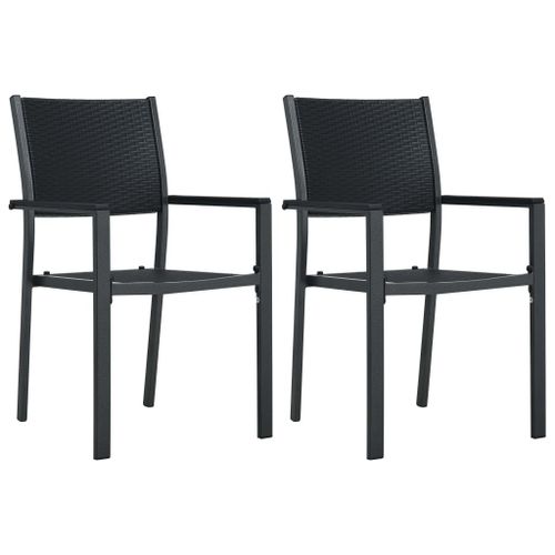 Vidaxl Chaises De Jardin Lot De 2 Noir Plastique Aspect De Rotin