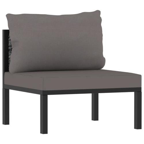 Vidaxl Canapé Central Sectionnel Et Coussin Résine Tressée Anthracite