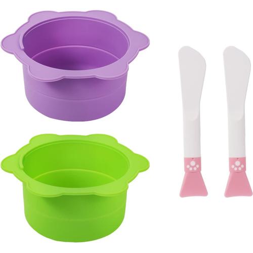 2 Bol Chauffant, Réutilisables En Silicone De Type Pétale Bol Chauffant Cire Bougie Antiadhésives Bol Chauffant Pour Cire Pour Kit D'épilation Électrique De 473ml (Violet, Vert)