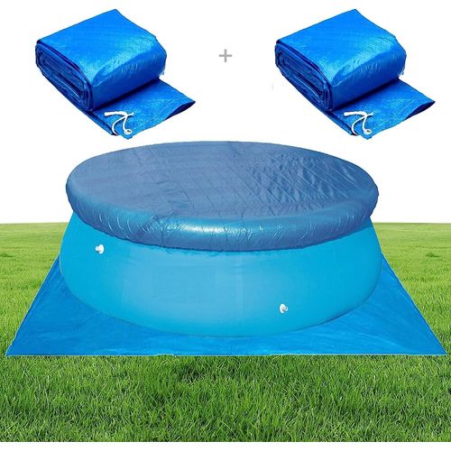 Bâche Piscine Ronde + Tapis de Sol, Couverture de Protection de Piscine Ronde Couverture de Piscine Tapis de Piscine, Housse Anti-Pluie Couverture de Protection Piscine (Ronde 183CM)