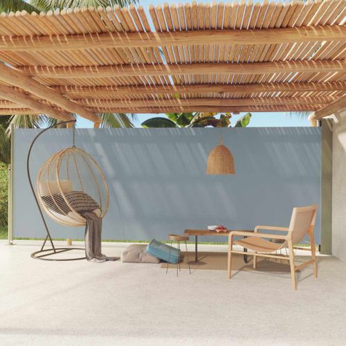 Auvent Paravent Store Brise-Vue Latéral Rétractable De Patio Jardin Terrasse Balcon Protection Visuelle Écran 200 X 600 Cm Gris Helloshop26 02_0007365