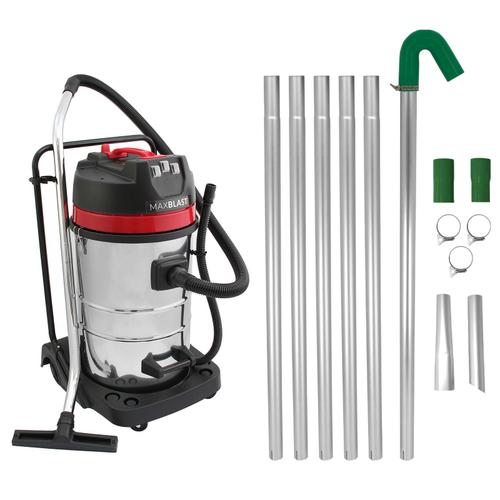 Aspirateur 80 L 2 en 1 3000 W 106L / sec 80 dB & Perche de Nettoyage Embout d'Aspiration pour Gouttière Extensible 1.2m à 7.2m ? 5.1cm Aspire Feuille & Débris Toiture,Entretien Gouttière, Maison