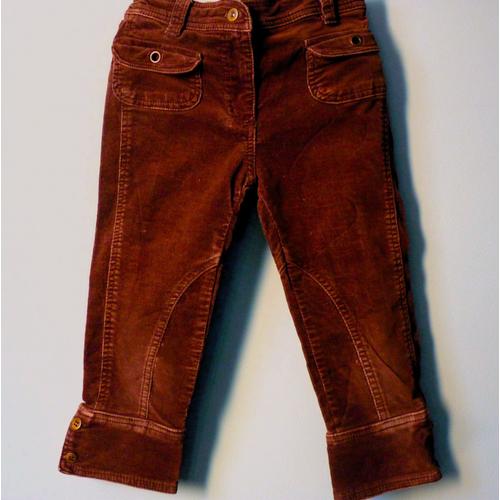 Pantalon Fille Pantacourt Okaidi 6 Ans Velours Marron Tbe