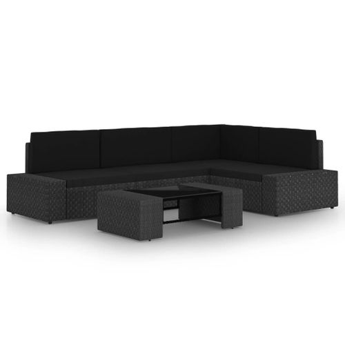 Vidaxl Salon De Jardin 5 Pcs Avec Coussins Noir Résine Tressée