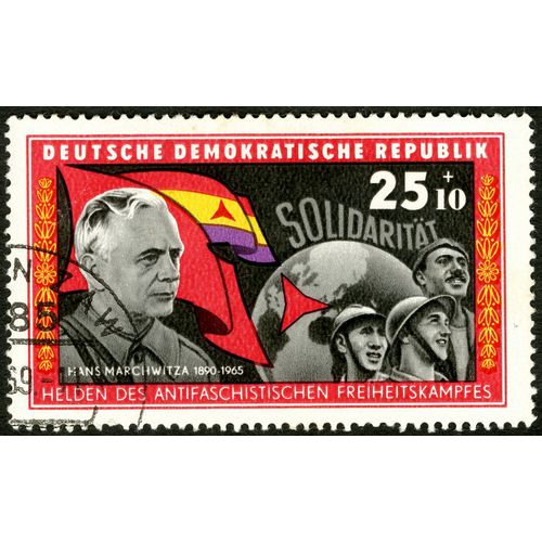 Timbre Oblitéré Deutsche Demokratische Republik, Hans Marchwitza 1890-1965, Helden Des Antifaschistichen Freiheitskampfes, 25+10