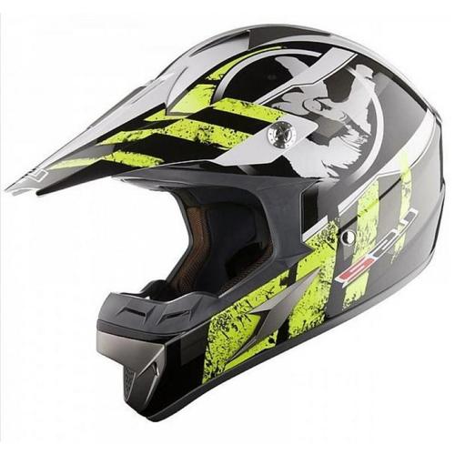 Casque Pour Moto Ls2 Taille L Mx433 Strippe Neuf Blanc Noir Jaune Fluo Brillant