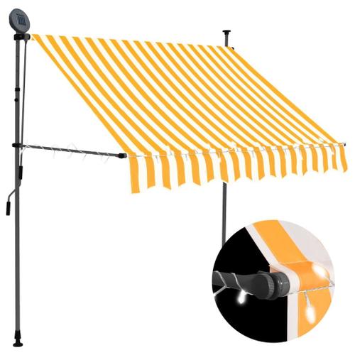 Vidaxl Auvent Manuel Rétractable Avec Led 200 Cm Blanc Et Orange