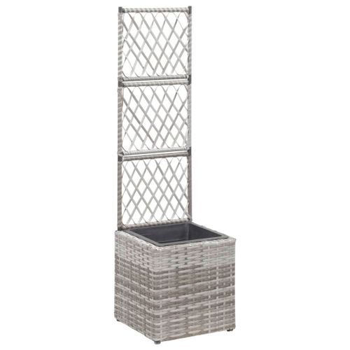 Vidaxl Lit Surélevé En Treillis 1 Pot 30x30x107 Cm Résine Tressée Gris