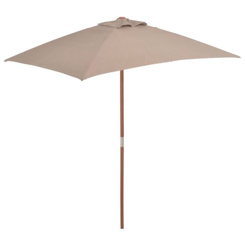 Vidaxl Parasol D'extérieur Avec Mât En Bois 150x200 Cm Taupe