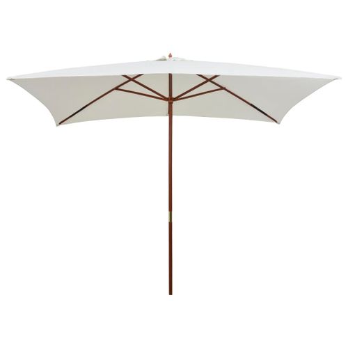 Vidaxl Parasol Avec Poteau En Bois 200 X 300 Cm Blanc Crème