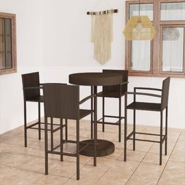Vidaxl Ensemble De Bar De Jardin 5 Pcs Résine Tressée Marron
