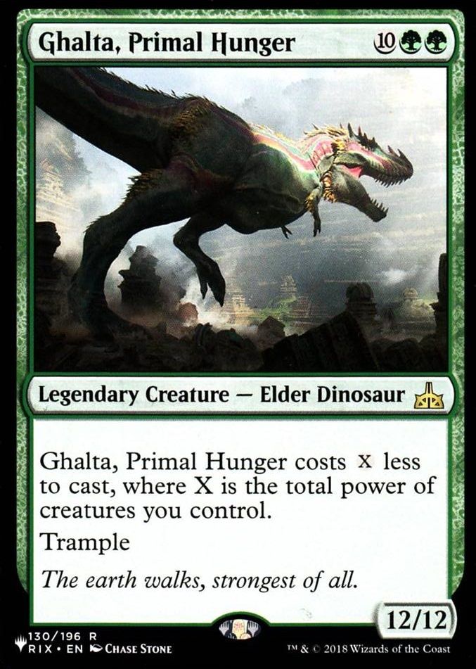 Ghalta Primal Hunger (Ghalta Faim Primordiale) - Magic - Les Combattants D' Ixalan Vo - The List - Sigle Planeswalker - R - 130