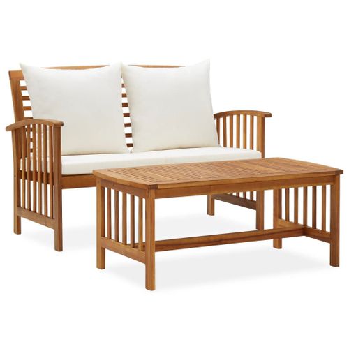 Vidaxl Salon De Jardin 2 Pcs Avec Coussins Bois D'acacia Solide