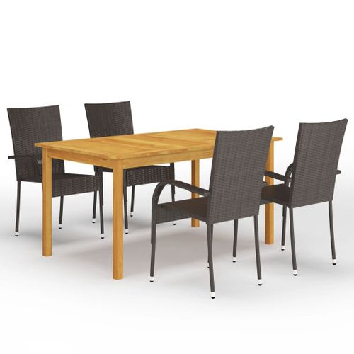 Vidaxl Ensemble De Salle À Manger De Jardin 5 Pcs Marron