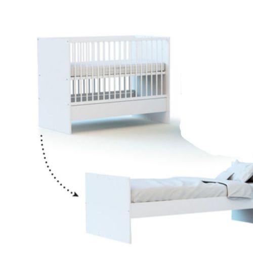 Lit Berceau Blanc A Barreau En Bois Laqué Evolutif Pour Bébé Puis Enfant Blanc Demontable Transformable Securite Pratique