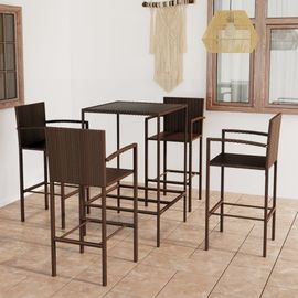 Vidaxl Ensemble De Bar De Jardin 5 Pcs Résine Tressée Marron