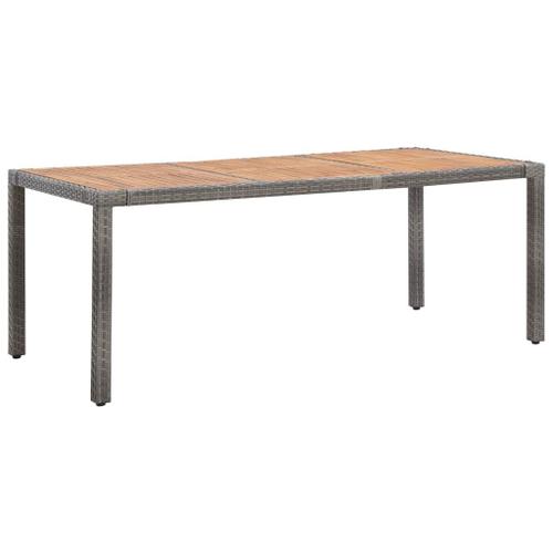 Vidaxl Table De Jardin Gris 190x90x75cm Résine Tressée Et Acacia