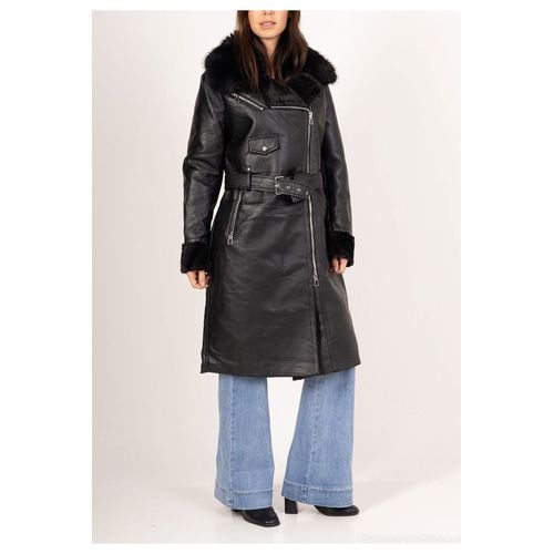 Manteau Long Avec Fourrure Noir Femme