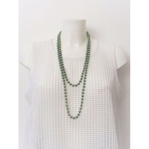 Collier/ Sautoir En Perles En Plastique Vert Brillant