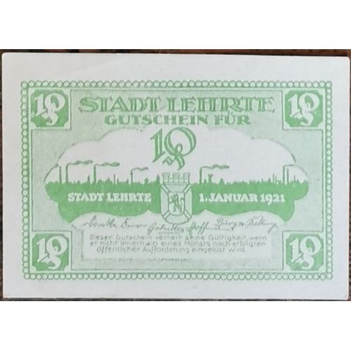 Billet Allemagne 10 Pfennig 01/1921 Lehrte Gra L30,1